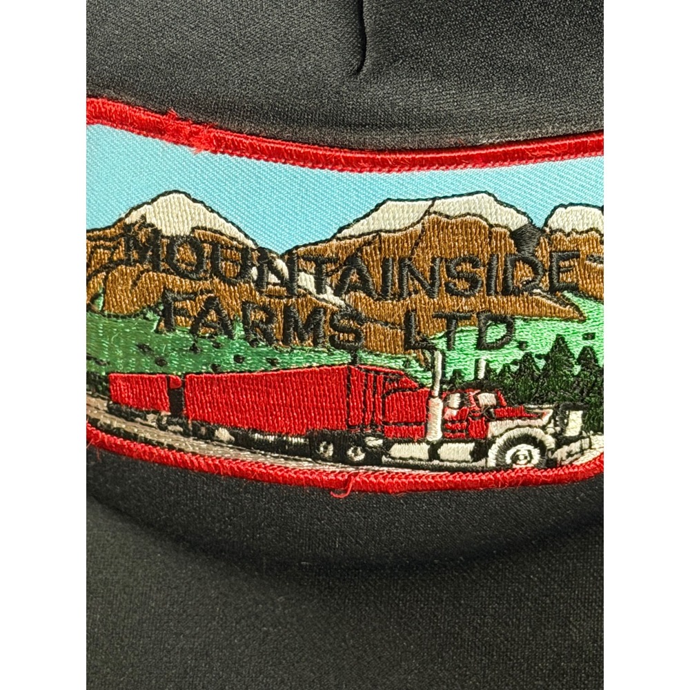 VTG Trimark semi-truck Mountainside Farms Trucker Mesh Hat 3 Racing Stripes